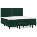Cumpara ieftin Pat box spring cu saltea, verde inchis, 200x200 cm, catifea