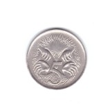 Moneda Australia 5 cents/centi 1966, stare buna, curata