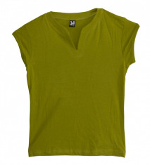 Tricou dama Roly, decolteu in v, bumbac BIO, verde m foto