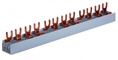Pieptene busbar tip furca 3 poli 12 module(4x3 module) 63A 210mm 10mm &amp;sup2; pentru conexiuni in sigurante foto