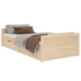 Cumpara ieftin Cadru de pat cu sertare, 90x200 cm, lemn masiv de pin
