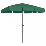 VidaXL Umbrelă de soare de plajă, verde, 200x125 cm