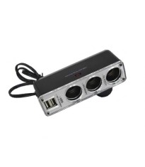 Multiplicator bricheta auto cu 3 iesiri si 2 iesiri USB 5V 2A 50W Well foto