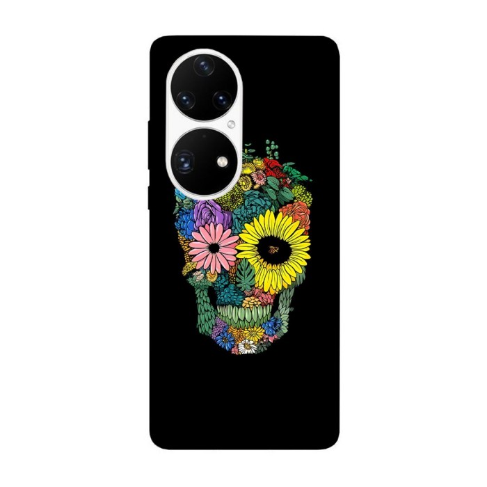 Husa compatibila cu Huawei Nova Y70 model Flower Skull, Silicon, TPU, Viceversa