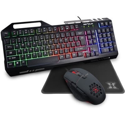 Kit Gaming Serioux Tobis 3 in 1, Tastatura, Mouse, Mousepad foto