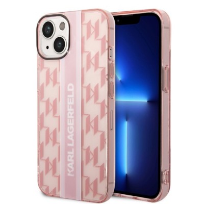Husa iPhone 15 Plus / iPhone 14 Plus - Karl Lagerfeld Hardcase Monogram (KLHCP14MHKLSPCP) - Pink Stripe foto
