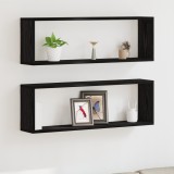 Polițe vidaXL - Set de 2, Stejar Negru, 80x15x26 cm, Fabricate din Lemn Prelucrat