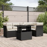 Cumpara ieftin Gossi set mobilier de gradina cu perne, 6 piese, negru, poliratan