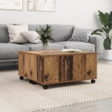 vidaXL Masă de cafea cu roata Lemn vechi 75 x 75 x 38 cm Lemn compozit