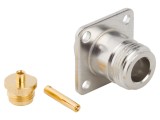 Conector N soclu mamă drept 50&Omega; lipire PTFE aurit alamă