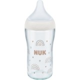 NUK Perfect Match Glass Bottle biberon de sticlă cu controlul temperaturii 3m+ 230 ml