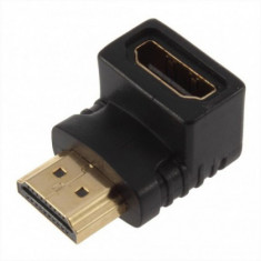 Adaptor 90' HDMI (mama) la HDMI (tata) DeTech-17121 Negru
