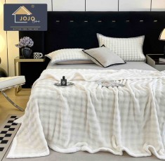 Patura cocolino 200x230cm,gofrata cu bordura alba,alba-F072