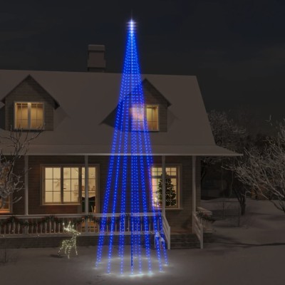 vidaXL Brad de Crăciun pe catarg, 1134 LED-uri, albastru, 800 cm foto