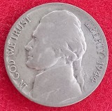 (A245) MONEDA DIN ARGINT SUA - 5 CENTS 1944, LIT. D (MONETARIA DENVER), JEFFERSON, 5 GRAME, ARGINT 350