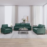 VidaXL Set de canapele cu perne, 3 piese, verde &icirc;nchis, catifea