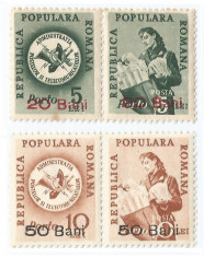 Romania, LP IV.26/1952, Porto duble, Postas, cu supratipar, cu filigran RPR, MNH foto