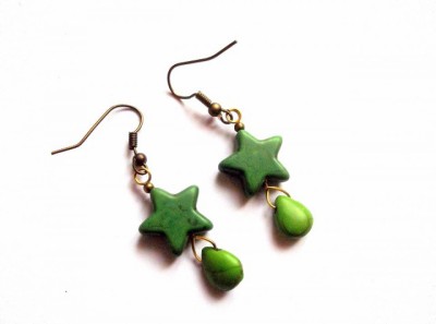 Cercei stelute howlite verde 31791 foto