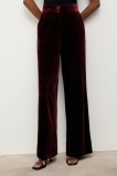 Answear.LAB pantaloni de catifea culoarea bordo, lat, high waist