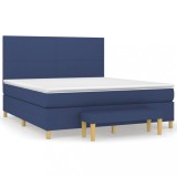 Cumpara ieftin Pat continental cu saltea, albastru, 160x200cm, material textil