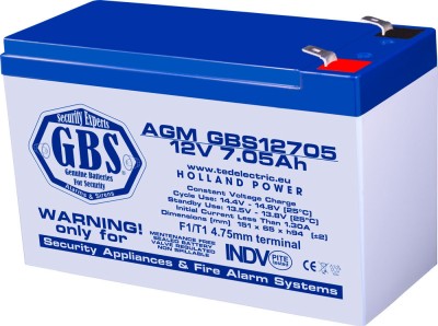 Acumulator AGM VRLA 12V 7.05Ah plumb acid pentru sisteme de securitate 151x65x95 mm F1 terminal GBS12705F1 foto