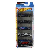 HOT WHEELS SET 5 MASINUTE METALICE FORMULA 1 2025