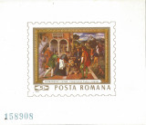 Rom&acirc;nia, LP 710/1969, Reproduceri de artă II, coliță nedantelată, eroare, MNH, Nestampilat