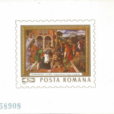 România, LP 710/1969, Reproduceri de artă II, coliță nedantelată, eroare, MNH