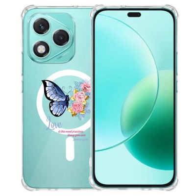 Husa antisoc pentru honor 400 lite - airbag magsafe, col&amp;Egrave;uri ranforsate- butterfly albastru foto