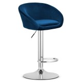 Cumpara ieftin Scaun de bucatarie/bar, Artool, East, rotativ, catifea, bleumarin si argntiu, 53x46x81-103 cm