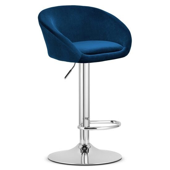 Scaun de bucatarie/bar, Artool, East, rotativ, catifea, bleumarin si argntiu, 53x46x81-103 cm