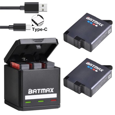 Set 2 acumulatori AHDBT-501 1600mAh + incarcator triplu USB-C GoPro Hero 5 6 7 foto