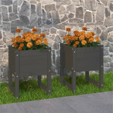 Jardiniere, 2 buc., gri, 40x40x52,5 cm, lemn masiv de pin, vidaXL