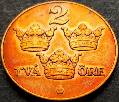 Moneda istorica 2 ORE - SUEDIA, anul 1929 * cod 5171 foto