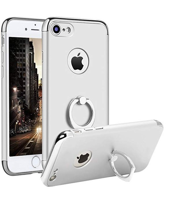 Husa Apple iPhone SE2, Elegance Luxury 3in1 Ring Argintiu