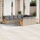 vidaXL Set canapele de grădină cu perne, 10 piese, bej, poliratan 3260421