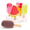 New Classic Toys Inghetata din Lemn, 6 Bucati, cu Suport - Jucarie de Rol, Bucatarie, Cofetarie, 2 Ani+