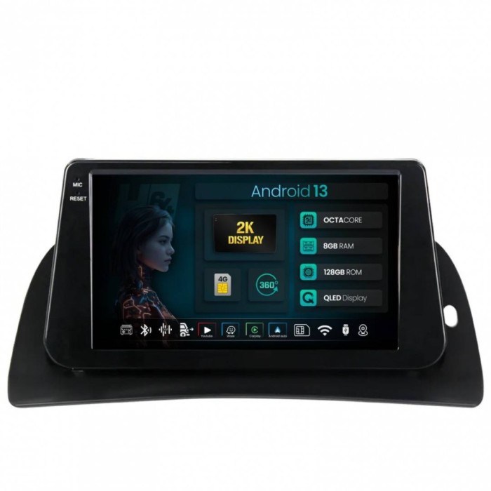 Navigatie 2K Renault Kangoo (2015-2018) 8GB RAM Android 13 Octacore Slot Sim 4G DSP GPS Wi-FI Carplay Android Auto USB Bluetooth Waze Touchscreen 9.5