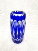 Vaza vintage cristal masiv albastru cobalt TW &amp; Co. 20 cm slefuit manual grea