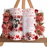 Cadou personalizat poza si text pentru iubita iubit valent forma carte StalutaD, Flori, Acrilic, Art Deco