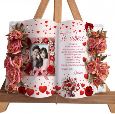Cadou personalizat poza si text pentru iubita iubit valent forma carte StalutaD foto