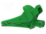 Bornă crocodil 20A verde ELECTRO-PJP - Capacitate prindere max. 25mm, 1,5kV