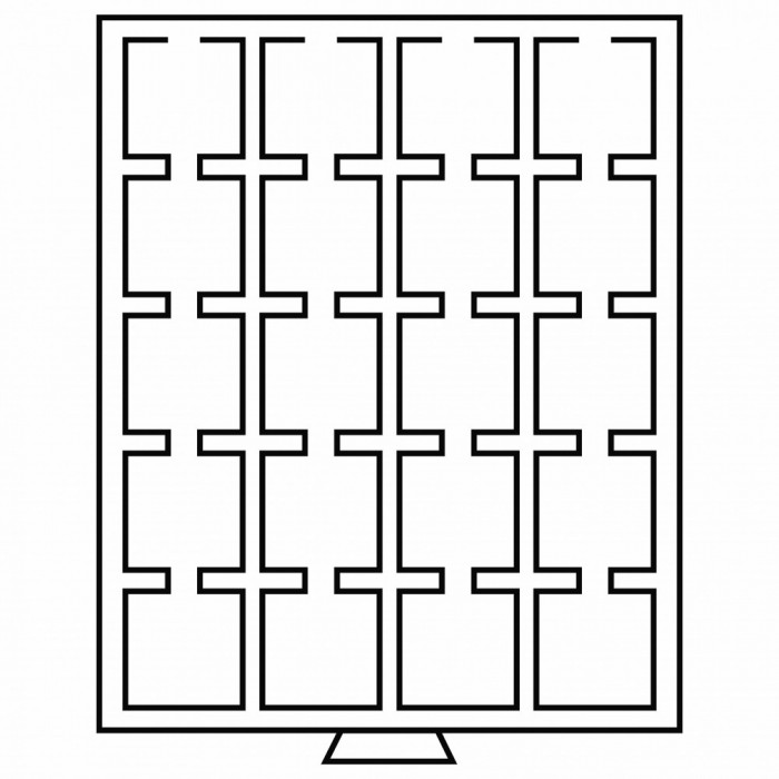 Tava cu 20 locasuri patrate pentru monede de 50x50mm