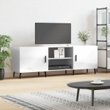 Comodă TV, alb extralucios, 150x30x50 cm, lemn compozit