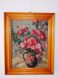 Sile IONESCU (1890-1965) &quot;Vas cu flori&quot;, ulei/carton, tablou autentic