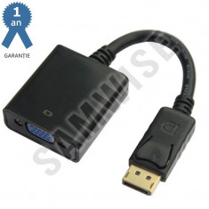 Adaptor DeTech DisplayPort tata - VGA mama, Negru foto