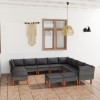 Gossi set mobilier de gradina cu perne, 12 piese, gri, poliratan