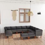 Gossi set mobilier de gradina cu perne, 12 piese, gri, poliratan