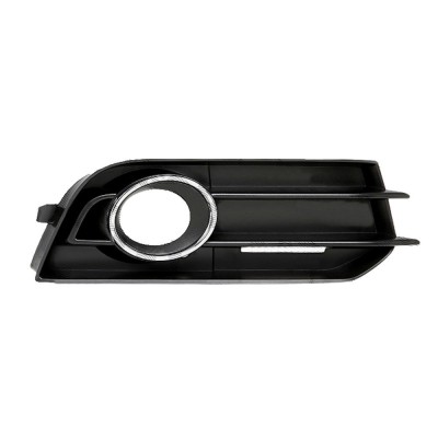 Grila bara fata Audi A1 (8x), 04.2010-01.2015, parte montare partea dreapta, cu gauri pentru proiector si inel cromat, 130027-6, Aftermarket foto