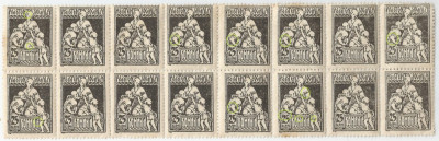 Romania, LP VI.10b/1921, Asist. soc.-Infirmiera, bloc de 16 timbre, eroare, MNH foto